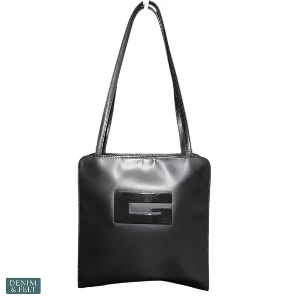 Gucci Black GG Logo Shoulder Tote Work Bag Classic Designer Style PVC Purse - Picture 3 of 16